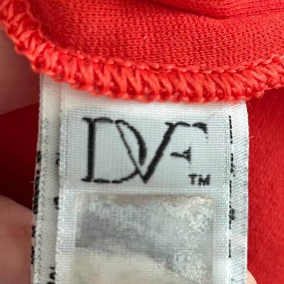 Diane von Furstenberg Designer Slvless Viscose Polyamide Dress Orange Sz 12 - Picture 9 of 13